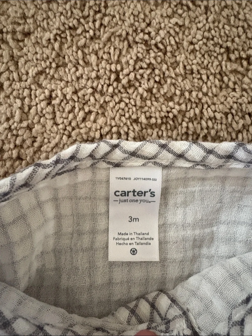 Carter's White and Navy Grid Short One-Piece with Hat